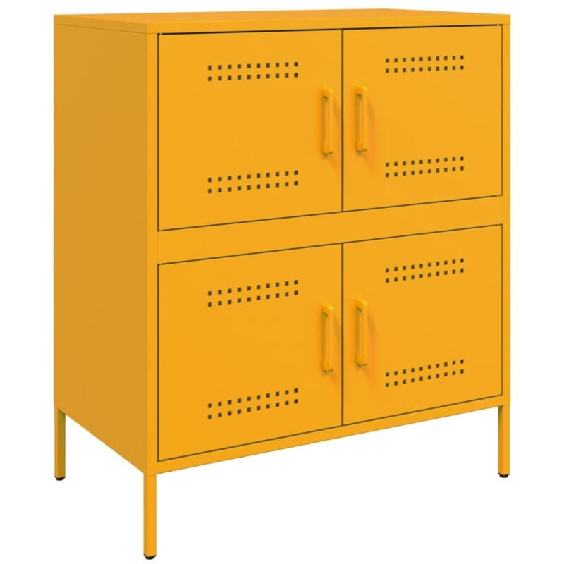 Helloshop26 - Buffet bahut commode armoire meuble de rangement organisateur cuisine salle de séjour salon jaune moutarde 68 x 39 x 79 cm acier Jaune