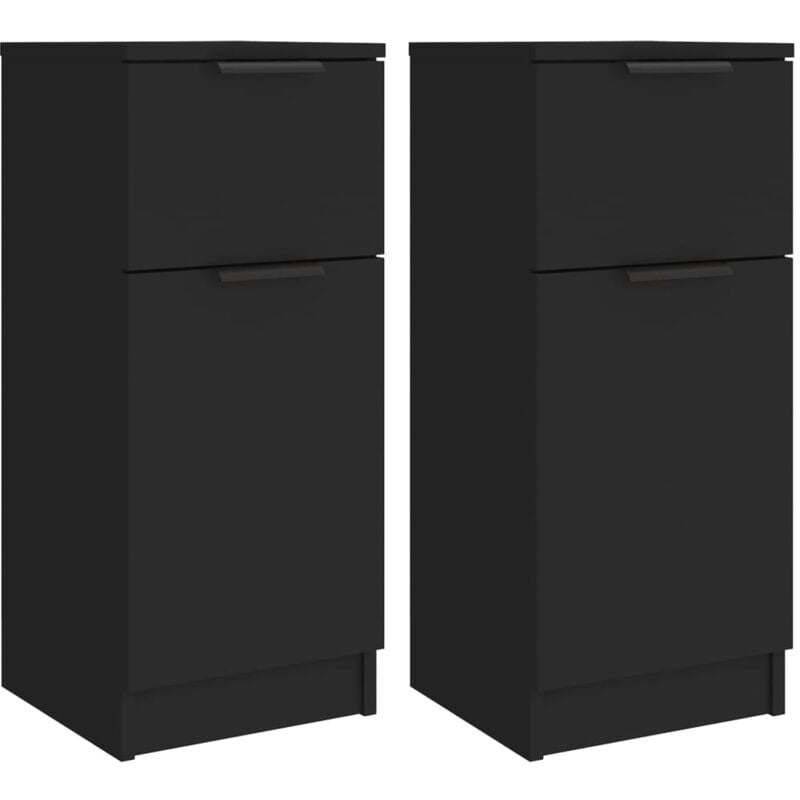 Buffet bahut commode armoire meuble de rangement organisateur cuisine salle de séjour salons lot de 2 30 x 30 x 70 cm bois d'ingénierie noir