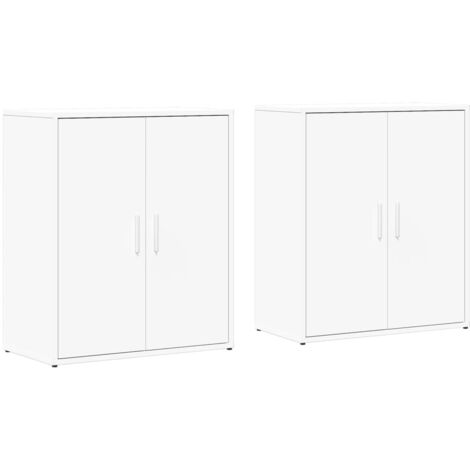 Buffet bahut commode armoire meuble de rangement organisateur cuisine salle de séjour salons lot de 2 60 x 31 x 70 cm bois d'ingénierie blanc