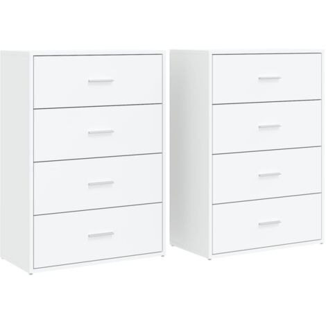 Buffet bahut commode armoire meuble de rangement organisateur cuisine salle de séjour salons lot de 2 60 x 31 x 84 cm bois d'ingénierie blanc