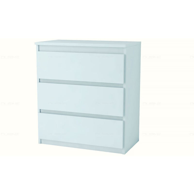 Dusine - Buffet bahut Issa 70 cm Caisson Blanc mat avec 3 Tiroirs en 18 mm