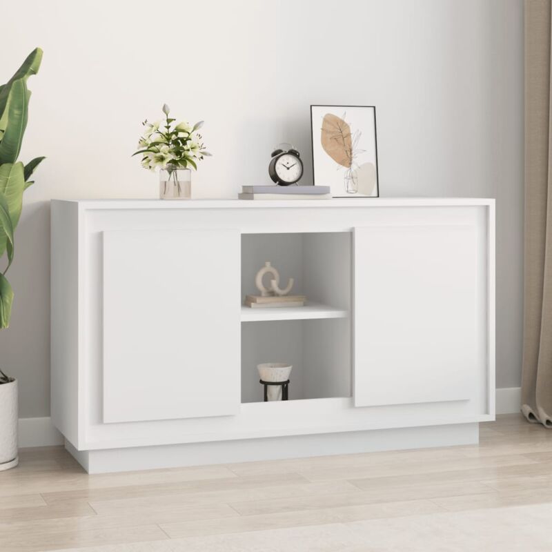 Buffet Bahut Meuble de rangement Commode blanc 102x35x60 cm bois d'ingénierie 53724