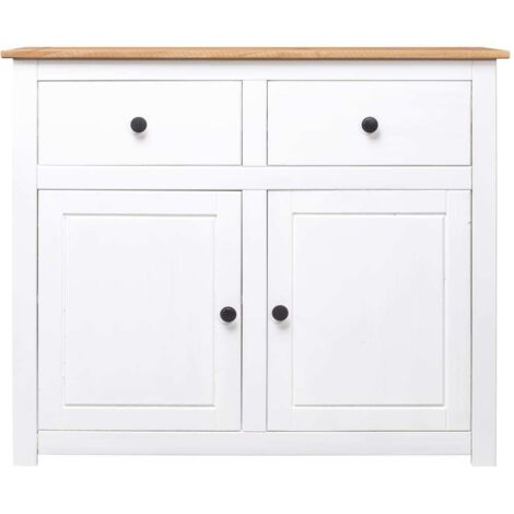 Buffet Bahut  Meuble de rangement Commode Blanc 93x40x80 cm Pin Gamme Panama 88727
