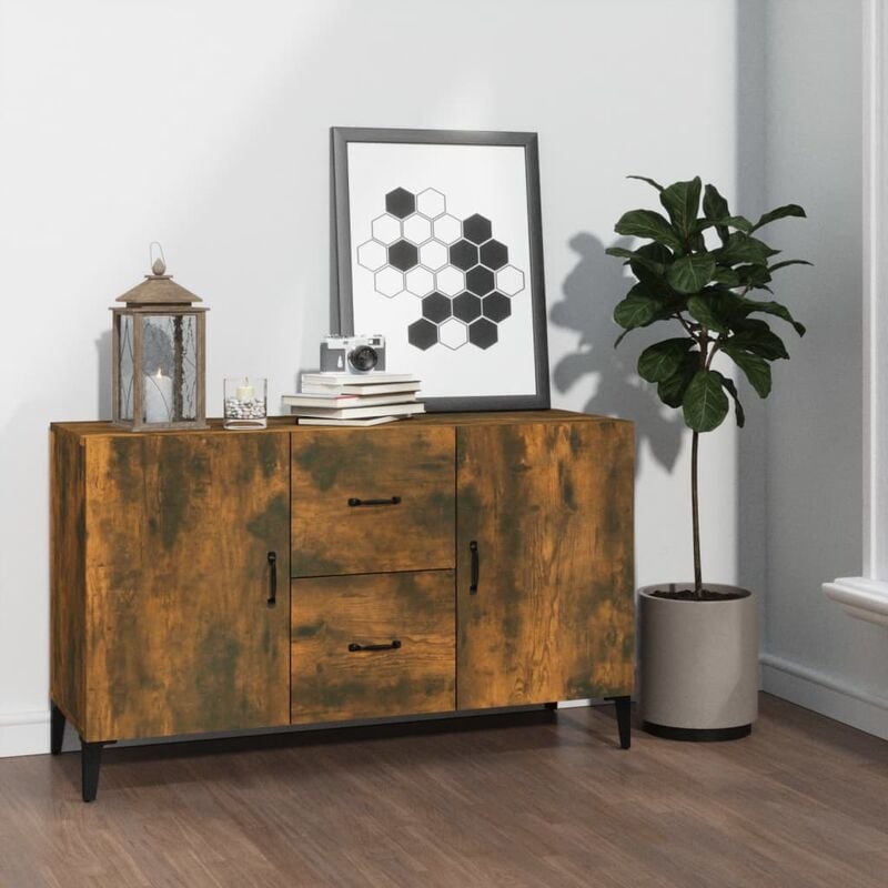 Buffet Bahut Meuble de rangement Commode Chêne fumé 100x36x60 cm Bois d'ingénierie 22715