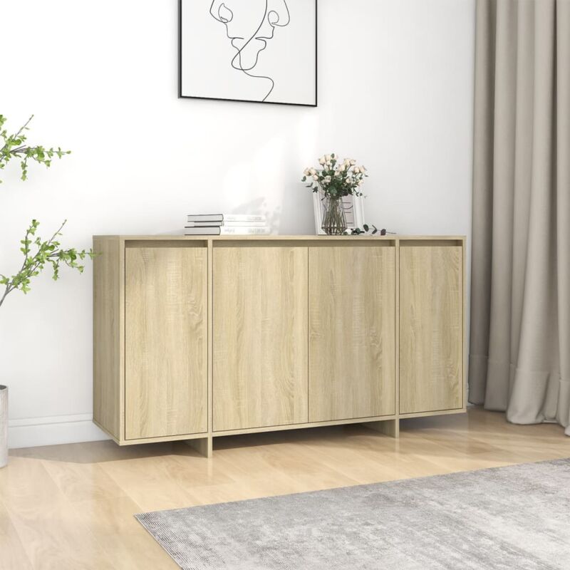 Buffet Bahut Meuble de rangement Commode Chêne sonoma 135x41x75 cm Aggloméré 52342