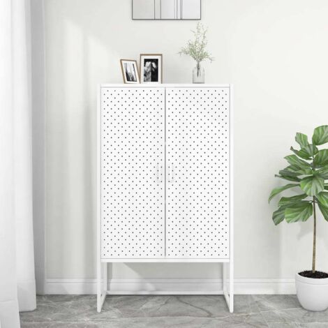 Buffet Bahut  Meuble de rangement Commode haut Blanc 80x35x135 cm Acier 98833
