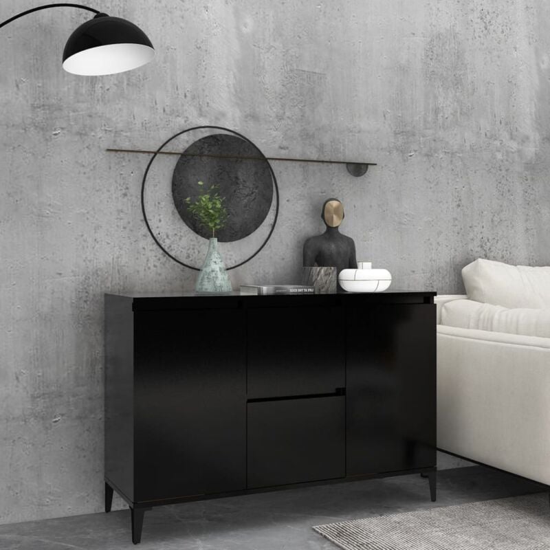 Buffet Bahut Meuble de rangement Commode Noir 104x35x70 cm Aggloméré 50927