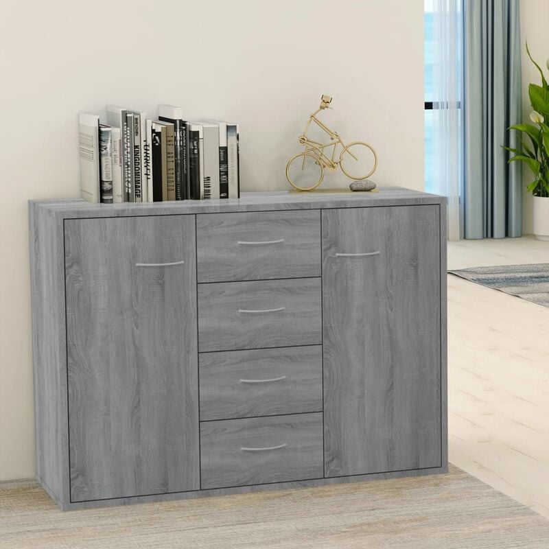 Buffet Bahut Meuble de rangement Commode Sonoma gris 88x30x65 cm Bois d'ingénierie 84335