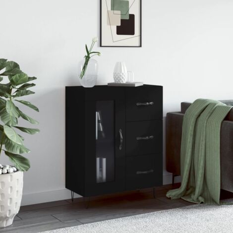 Buffet, Bahut, Meubles de rangement, Commode noir 69,5x34x90 cm bois d'ingénierie WFE189794 DESIGN IN