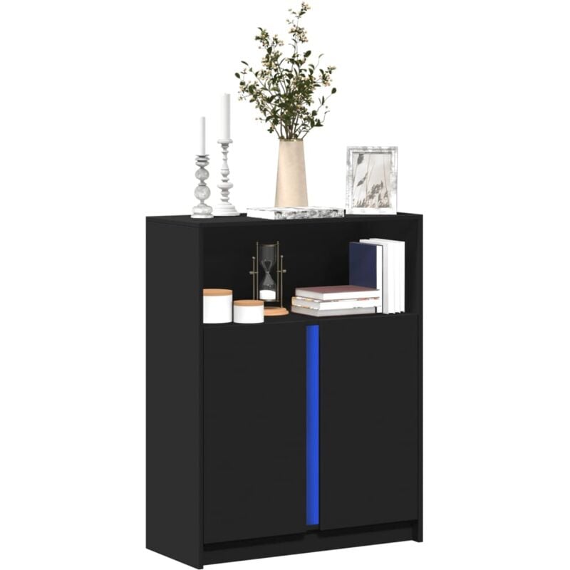 Buffet, Bahut, Meubles de rangement, Commodes avec led noir 77x34x100 cm bois d'ingénierie WFE536782 design in
