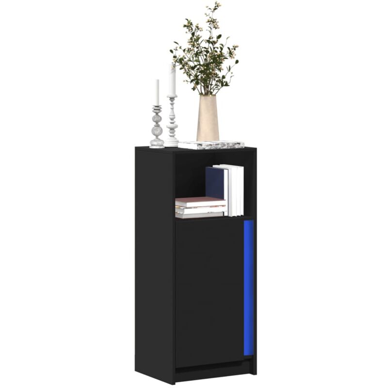 Buffet, Bahut, Meubles de rangement, Commodes avec led noir 42,5x34x100 cm bois d'ingénierie WFE158185 design in