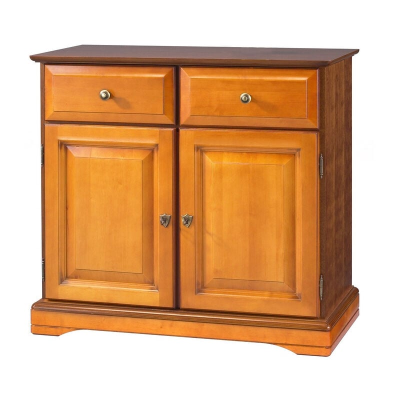 Buffet 2 Portes 2 Tiroirs Merisier 2 Niches l 82.4 h 77.2 p 41 cm - marron
