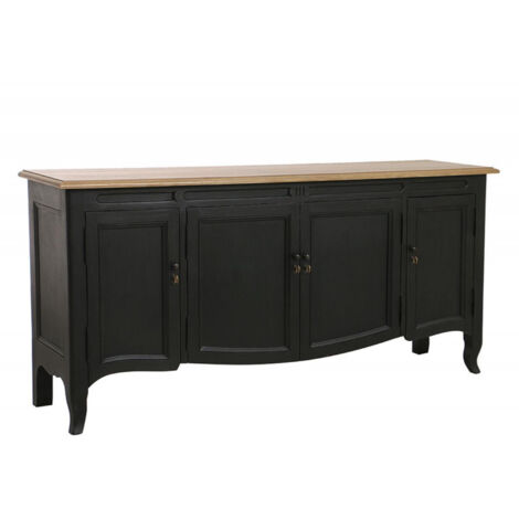 Buffet bas 4 portes 1 tiroir - Bois - Noir - Interior's