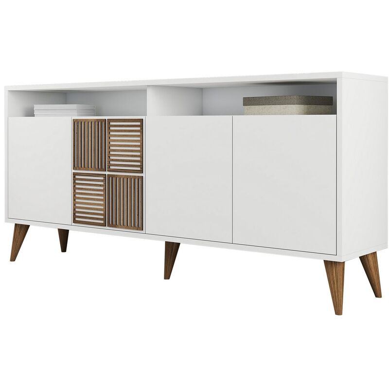 Buffet en bois blanc 4 portes Roma 160cm Buffet en bois blanc 4 portes Roma 160cm