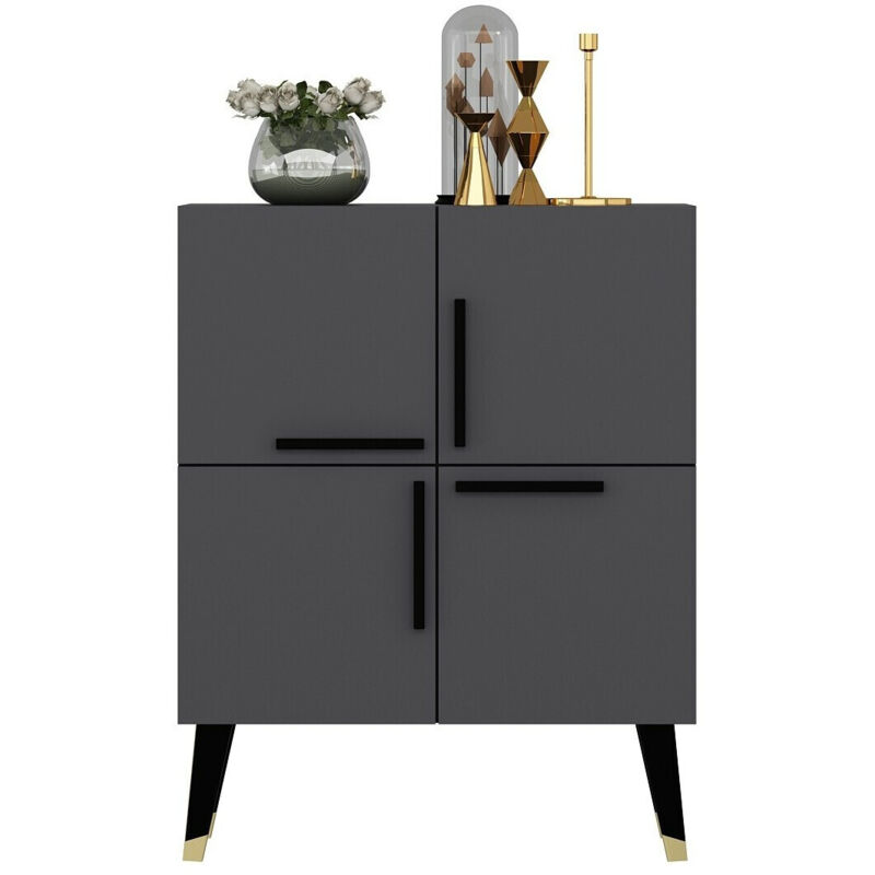 Buffet haut 4 portes Opal 70cm Noir et Anthracite Buffet haut 4 portes Opal 70cm Noir et Anthracite