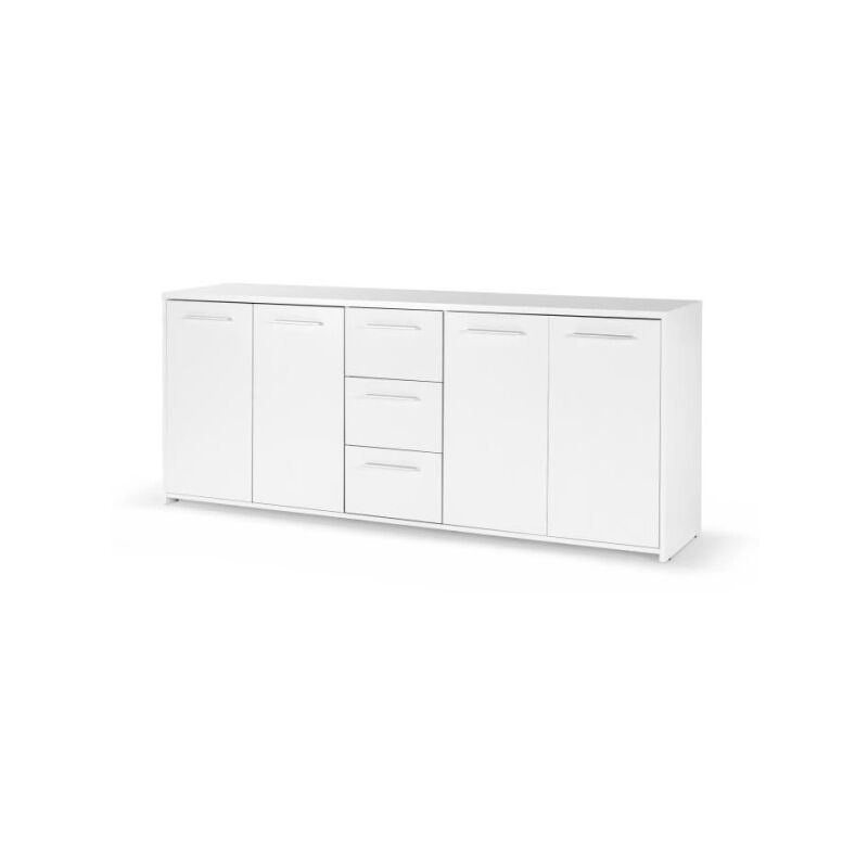 Buffet bas - Blanc mat - 4 portes 3 tiroirs - l 179 x p 42 x h 74,5 cm