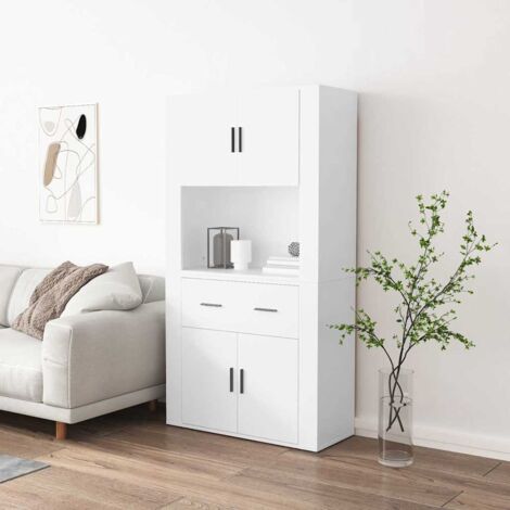 Buffet bas Contemporain - Meuble Commode de Rangement - Blanc Bois d'ingénierie Chic-941939
