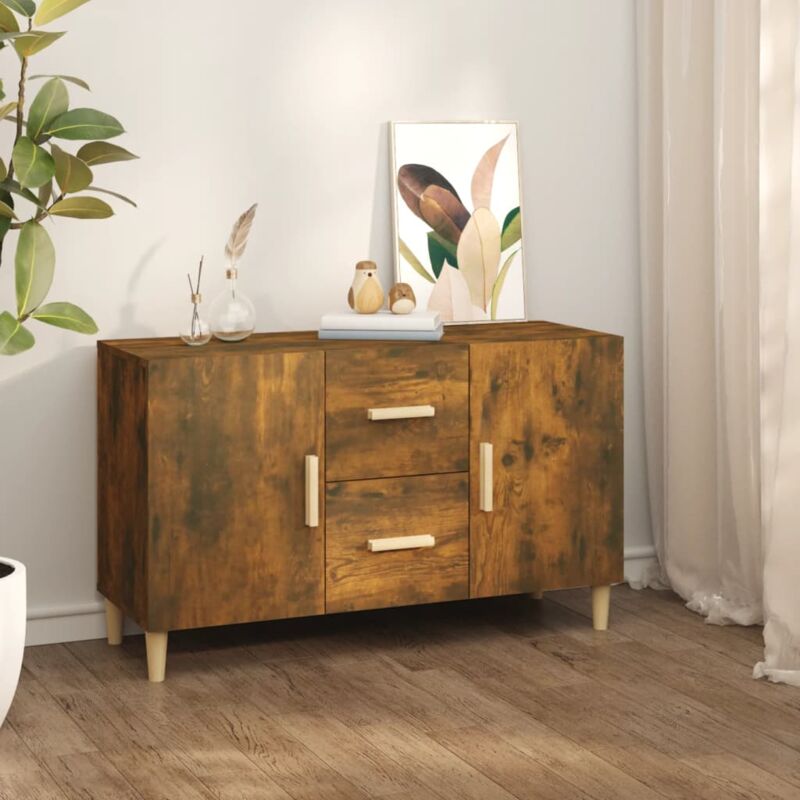 Buffet bas Contemporain - Meuble Commode de Rangement - Chêne fumé 100x36x60 cm Bois d'ingénierie Chic-813392