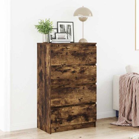 Buffet bas Contemporain - Meuble Commode de Rangement - Chêne fumé 60x35x98,5 cm Bois d'ingénierie Chic-116913
