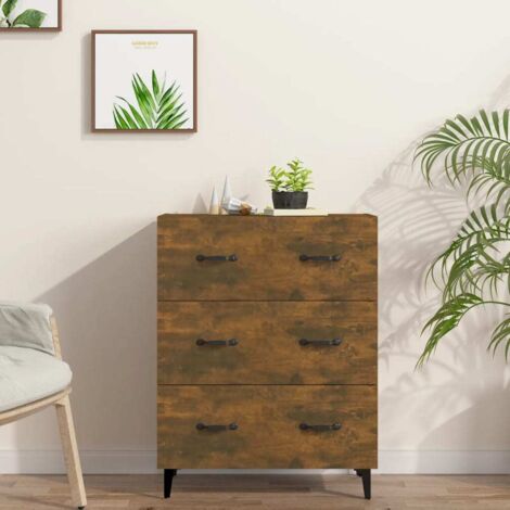 Buffet bas Contemporain - Meuble Commode de Rangement - Chêne fumé 69,5x34x90 cm Bois d'ingénierie Chic-255331