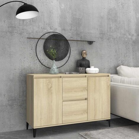 Buffet bas Contemporain - Meuble Commode de Rangement - Chêne sonoma 104x35x70 cm Aggloméré Chic-531308
