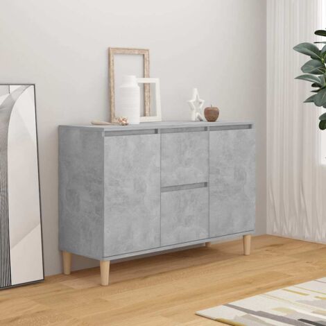 Buffet bas Contemporain - Meuble Commode de Rangement - Gris béton 103,5x35x70 cm Aggloméré Chic-843080