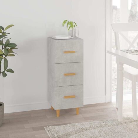 Buffet bas Contemporain - Meuble Commode de Rangement - Gris béton 34,5x34x90 cm Bois d'ingénierie Chic-654860