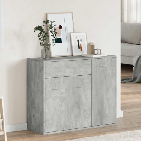 Buffet bas Contemporain - Meuble Commode de Rangement - Gris béton 88x30x70 cm Aggloméré Chic-575858