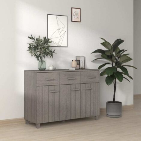 Buffet bas Contemporain - Meuble Commode de Rangement - Gris clair 113x40x80 cm Bois massif de pin Chic-769639