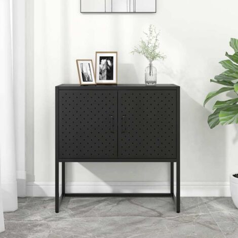 Buffet bas Contemporain - Meuble Commode de Rangement - Noir 75x35x75 cm Acier Chic-382355