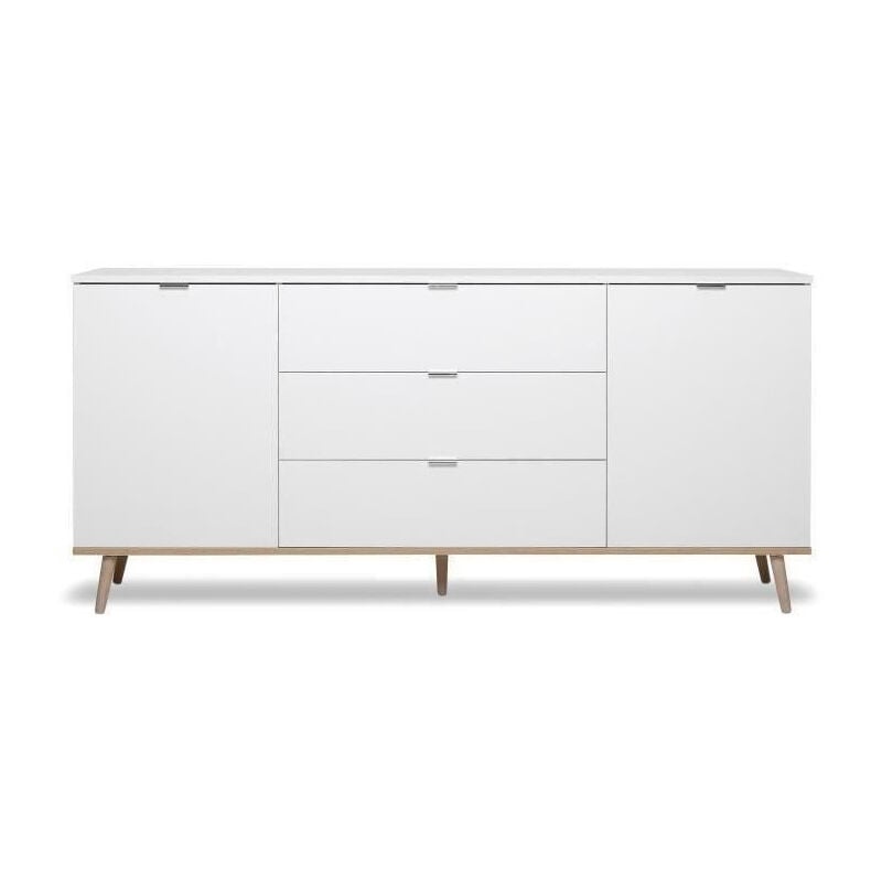 Les Tendances - goteborg Buffet bas - Style scandinave - Decor chene et blanc - l 180 cm