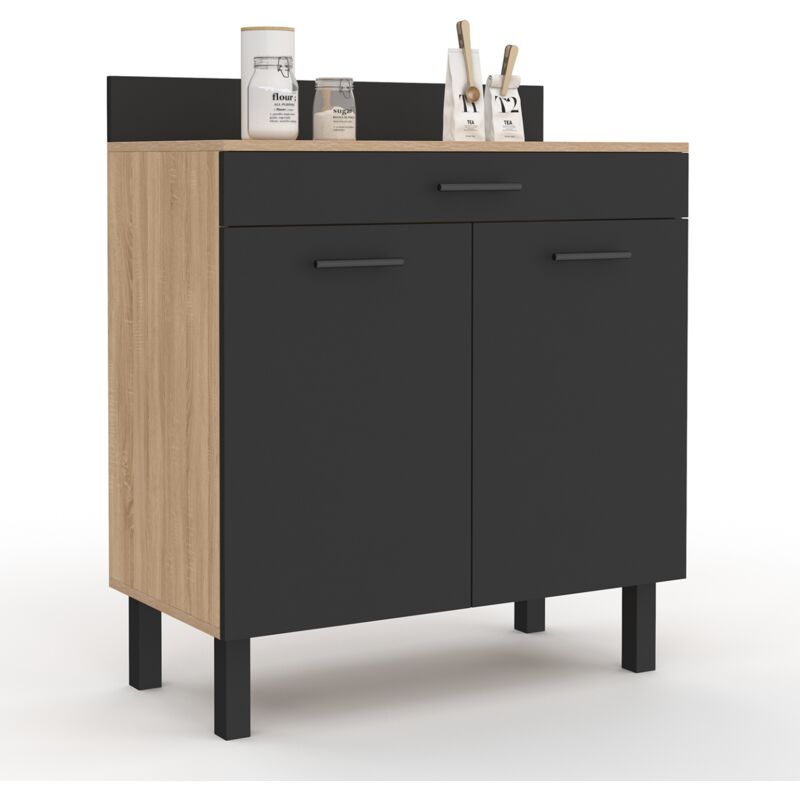 Buffet bas de cuisine 80 cm cina plan de travail H.83 cm 2 portes +
