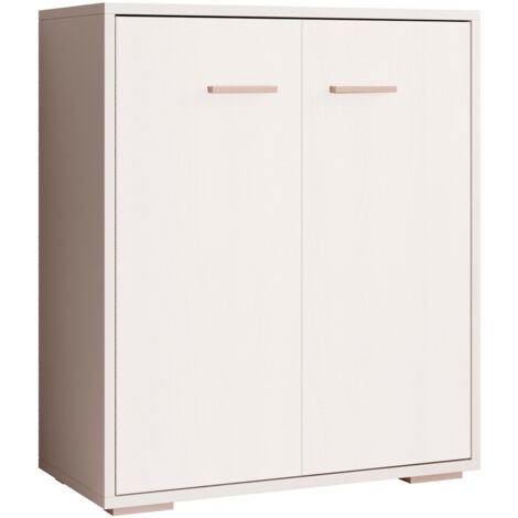 Buffet bas de salon 2 portes 60x71x30cm – Finition mélamine mate – Étagère intérieure réglable – Meuble d'appoint blanc moderne – Design Ameublement