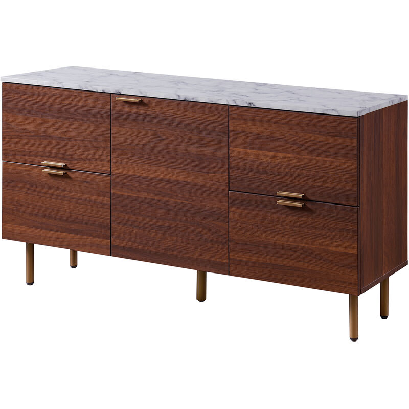 Teamson Home - Buffet bas de salon entrée salle à manger faux marbre bois noyer Ashton VNF-00081
