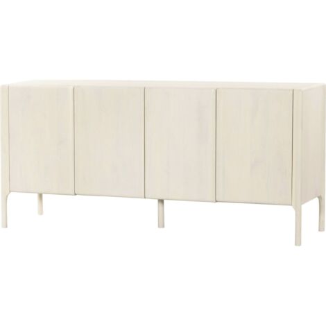Buffet bas en bois de manguier blanc style épuré - blanc bois de manguier