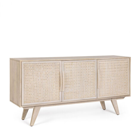 Buffet bas en bois de manguier blanchi 3 portes - SHANNA