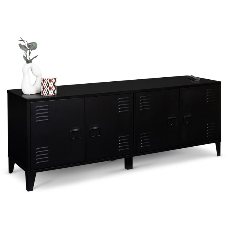 Buffet bas 140 cm ester 4 portes métal noir design industriel