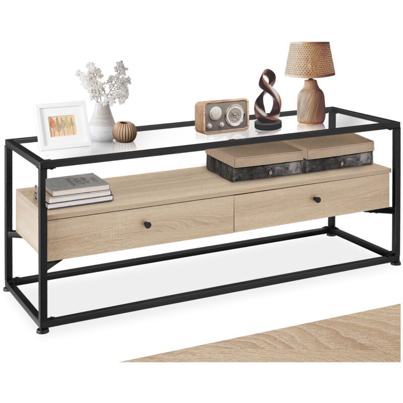 Tectake - Buffet bas Maidenhead 121,5x41,5x50,5cm - Bois clair industriel, Chêne Sonoma