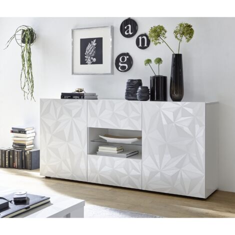 Buffet bas moderne laqué blanc 180cm avec LED CAPRI