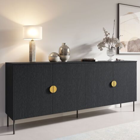 Buffet bas noir et or 4 portes DIMITRI