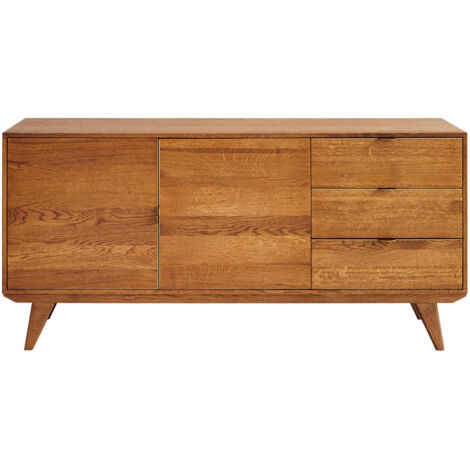 Buffet bas rétro en bois 2 portes et 3 tiroirs L160 bronze - MALLET