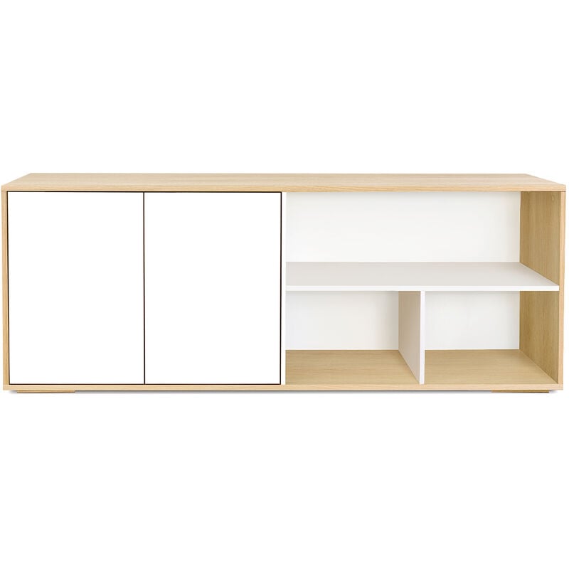 Miliboo - Buffet bas scandinave finition bois clair et blanc L190 cm ezia