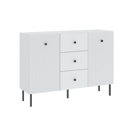 BUFFET BAS VIENA 2 Portes - 3 Tiroirs Blanc - Noir