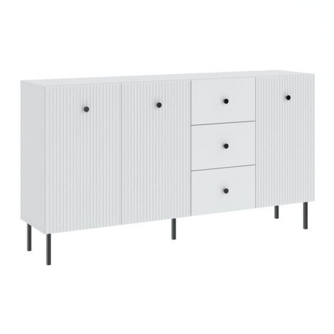 BUFFET BAS VIENA 3 Portes - 3 Tiroirs Blanc - Noir