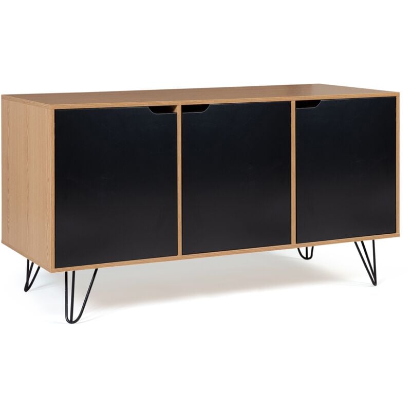 Idmarket - Buffet bas vintage 113 cm noemi 3 portes bois pied épingle