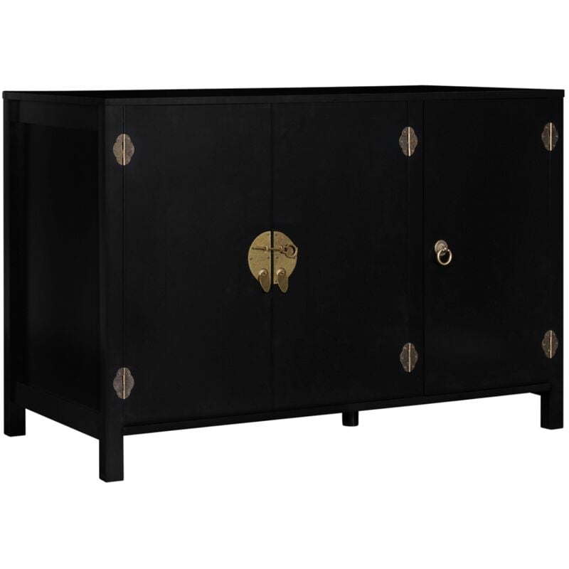 Buffet bas 110 cm yang 3 portes bois noir