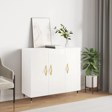 Buffet bas,Buffet Commode industriel blanc 90x34x80 cm bois d'ingénierie -QS21139