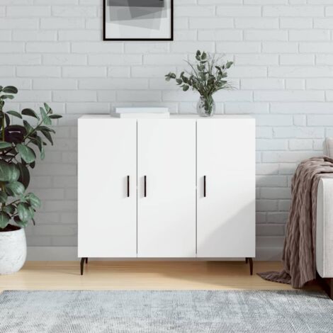 Buffet bas,Buffet Commode industriel blanc 90x34x80 cm bois d'ingénierie -QS36593