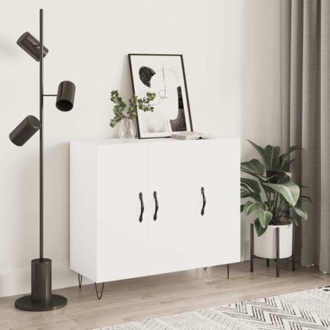 Buffet bas,Buffet Commode industriel blanc 90x34x80 cm bois d'ingénierie -QS56931