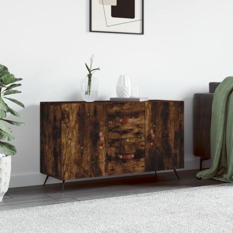 Buffet bas,Buffet Commode industriel chêne fumé 100x36x60 cm bois d'ingénierie -QS62857